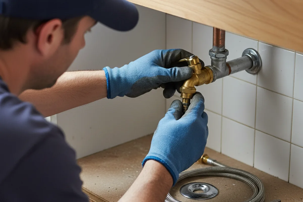 Shutoff valve and fitting work during Emergency Plumbing in Kilbourne